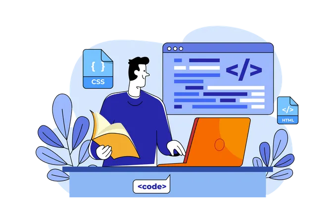 Male Developer Developed Code  Illustration