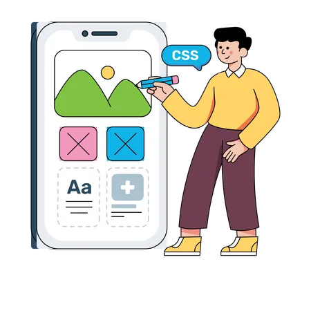 Male Developer Doing App Development  Illustration