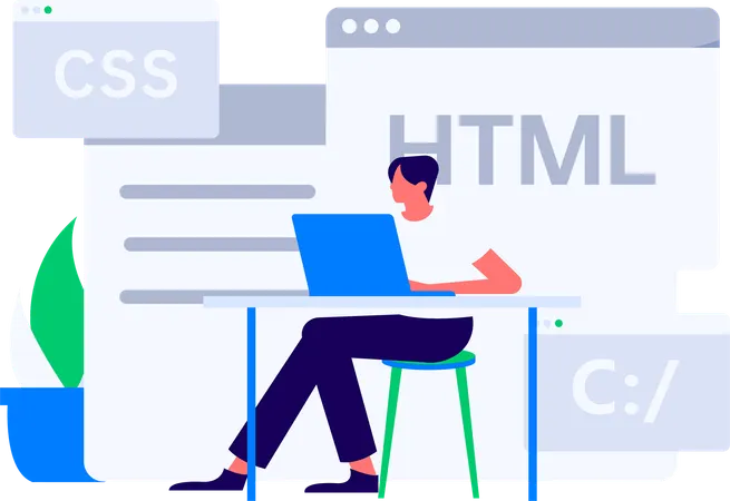 Male developer doing programming  Illustration