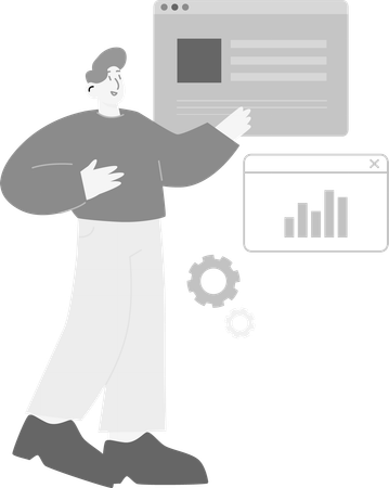 Male Developer doing Website Analysis  Illustration