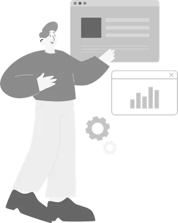 Male Developer doing Website Analysis  Illustration