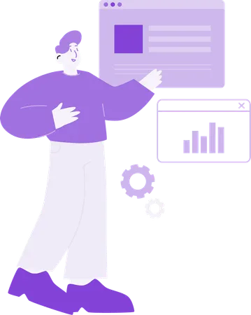 Male Developer doing Website Analysis  Illustration