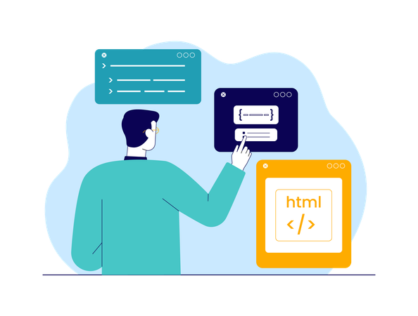 Male developer doing website coding  Illustration