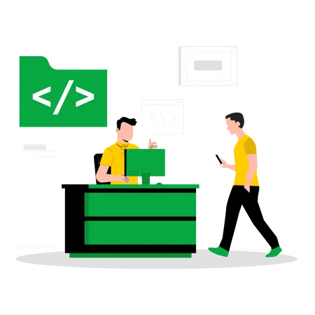 Male developer working at office  Illustration