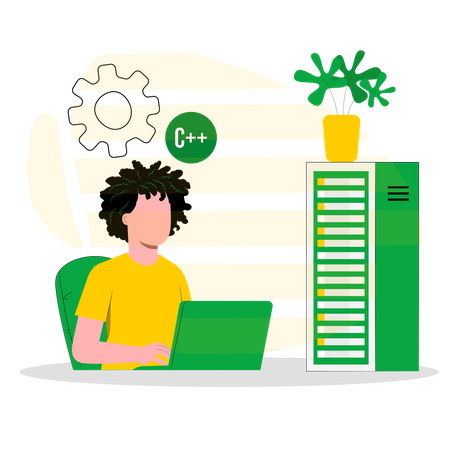 Male developer working in office  Illustration