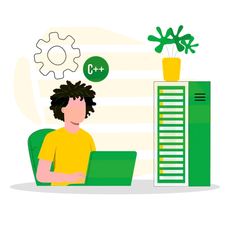 Male developer working in office  Illustration