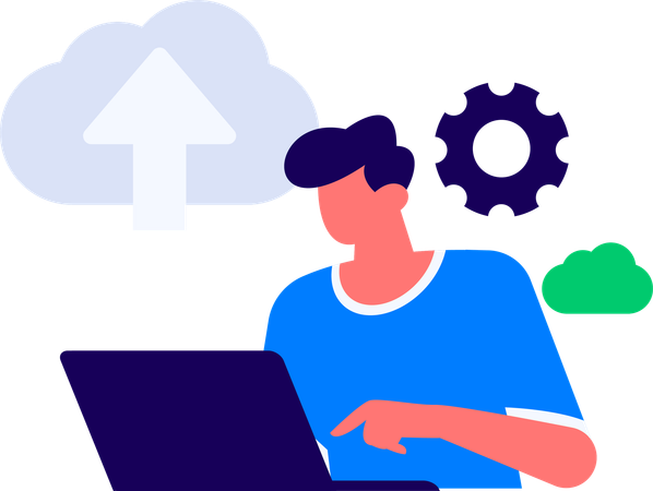 Male developer working on data security  Illustration