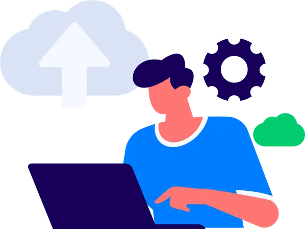 Male developer working on data security  Illustration