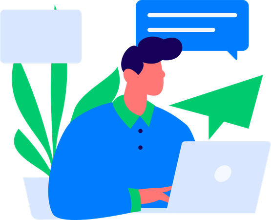 Male developer working on data security  Illustration