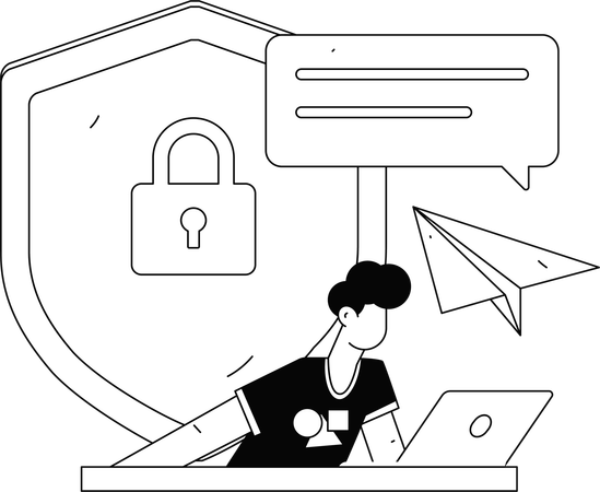 Male developer working on data security  Illustration