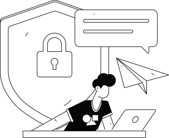 Male developer working on data security  Illustration