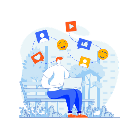 Male developer working on interactive web app  Illustration
