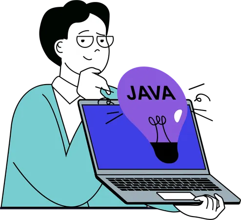 Java コードに取り組んでいる男性開発者  イラスト