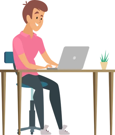 Male developer working on laptop  Illustration