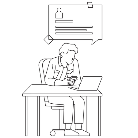Male developer working on laptop Illustration