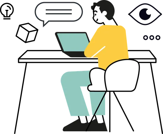 Male developer working on web design  Illustration