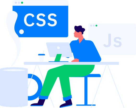 Male developer working on website coding using css code  Illustration