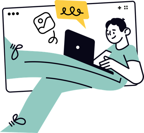 Male Developer Working on Website  Illustration