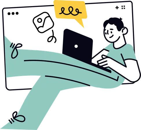 Male Developer Working on Website  Illustration