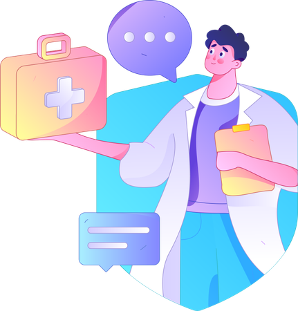 Male doctor advancing for Medical Insurance  Illustration