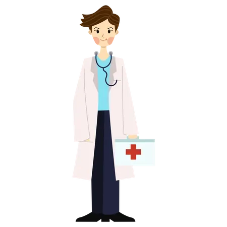Male Doctor Aid Kit Illustration
