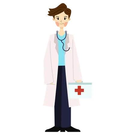 Male Doctor Aid Kit  Illustration