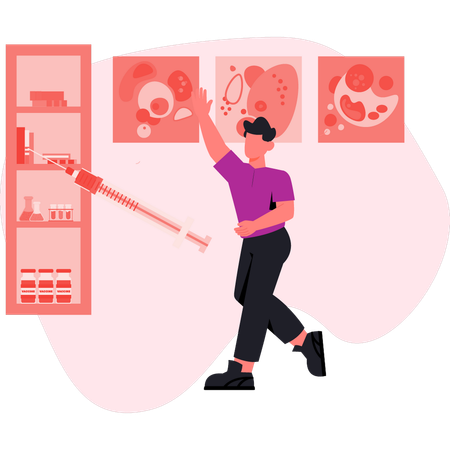 Male doctor analysis human DNA  Illustration