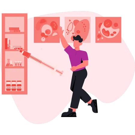 Male doctor analysis human DNA  Illustration