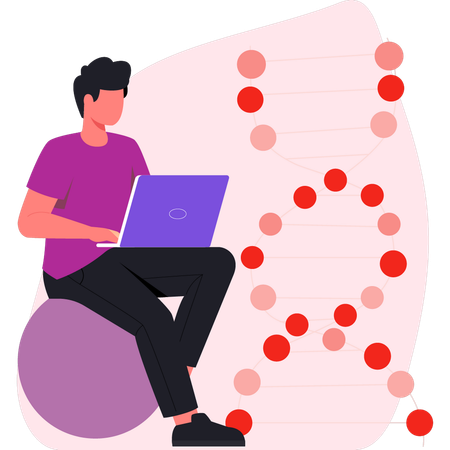 Male doctor analysis human DNA  Illustration