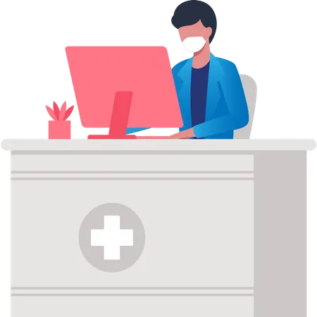The Doctor Is At His Desk Illustration