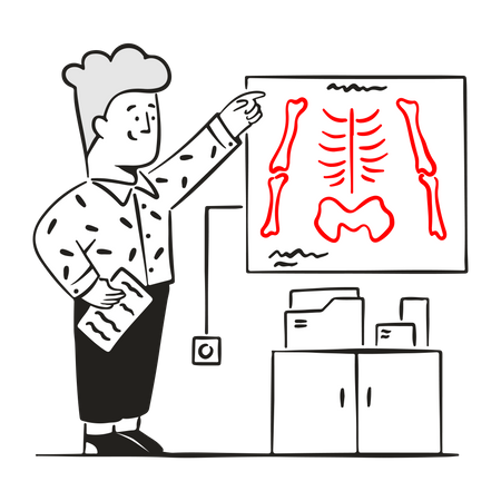 Male doctor check bone report  Illustration