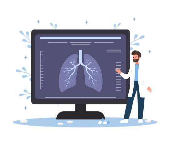Male Doctor Check X Ray Scanning  Illustration