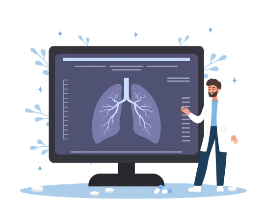 Male Doctor Check X Ray Scanning  Illustration