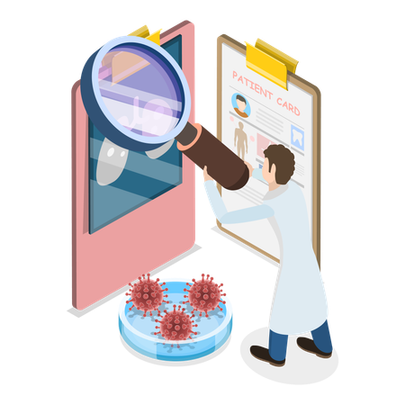 Male Doctor Checking Asthma Report  Illustration