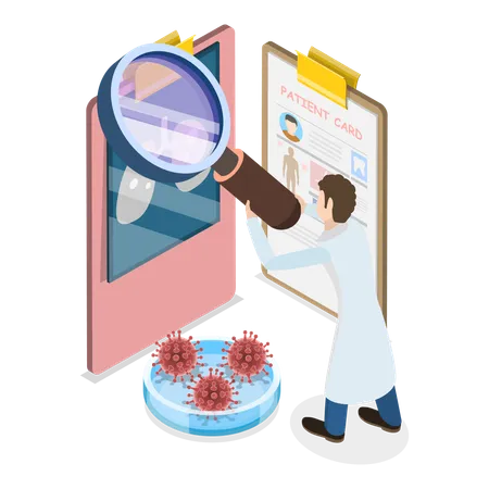 Male Doctor Checking Asthma Report  Illustration