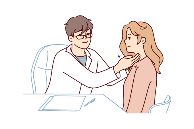 Male doctor checking patient  イラスト