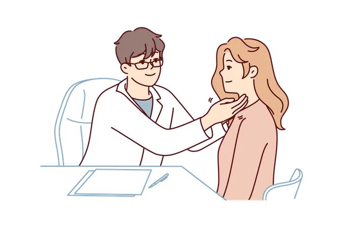 Male doctor checking patient  Illustration