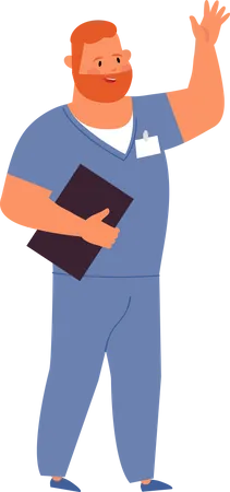 Male doctor checking patient report  Illustration