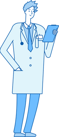 Male doctor checking patient report  Illustration