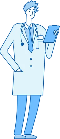 Male doctor checking patient report  Illustration