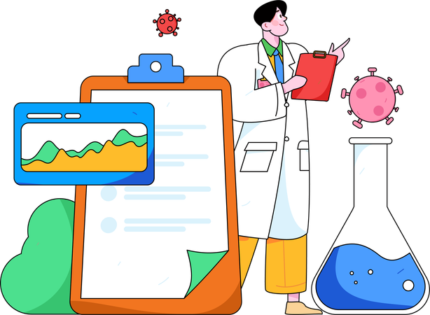 Male doctor checking reports  Illustration