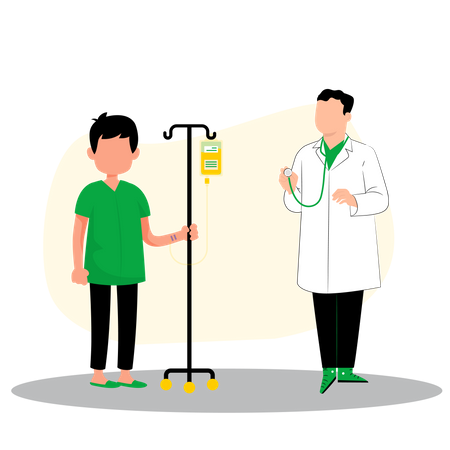 Male doctor checking sick patient Illustration