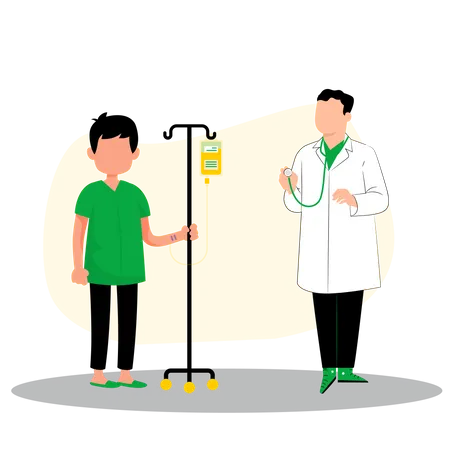 Male doctor checking sick patient  Illustration