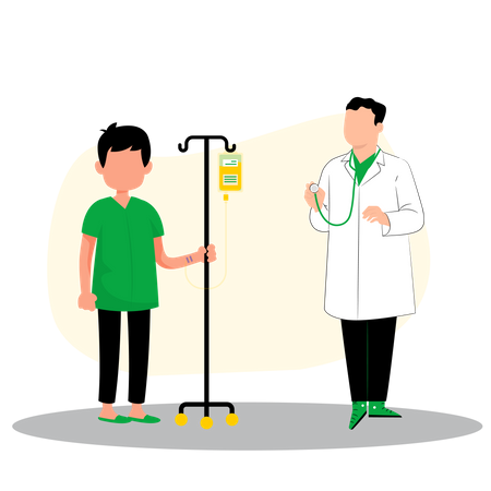 Male doctor checking sick patient  Illustration