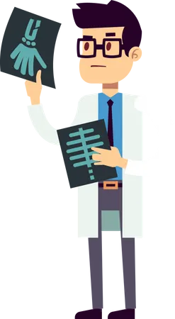 Male doctor checking x ray Illustration