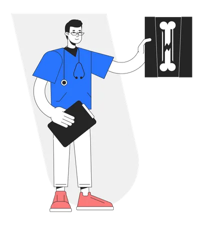 Male doctor checking x ray Illustration