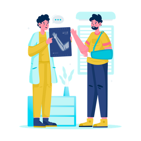 Male Doctor Checking x-ray result  Illustration