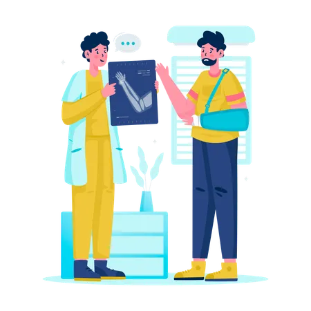 Male Doctor Checking x-ray result  Illustration