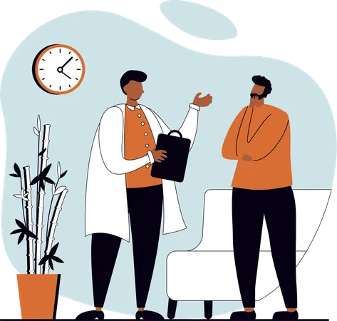 Male doctor consulting with patient  Illustration