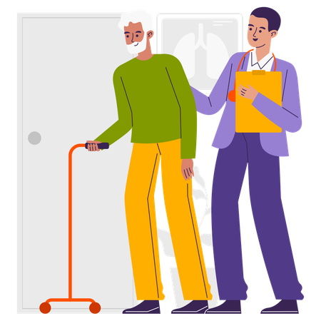 Male doctor doing Elderly Care  Illustration